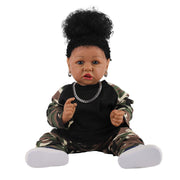 HOOMAI Lifelike Reborn Baby Doll African American Girl Soft Body 22.8 Inch