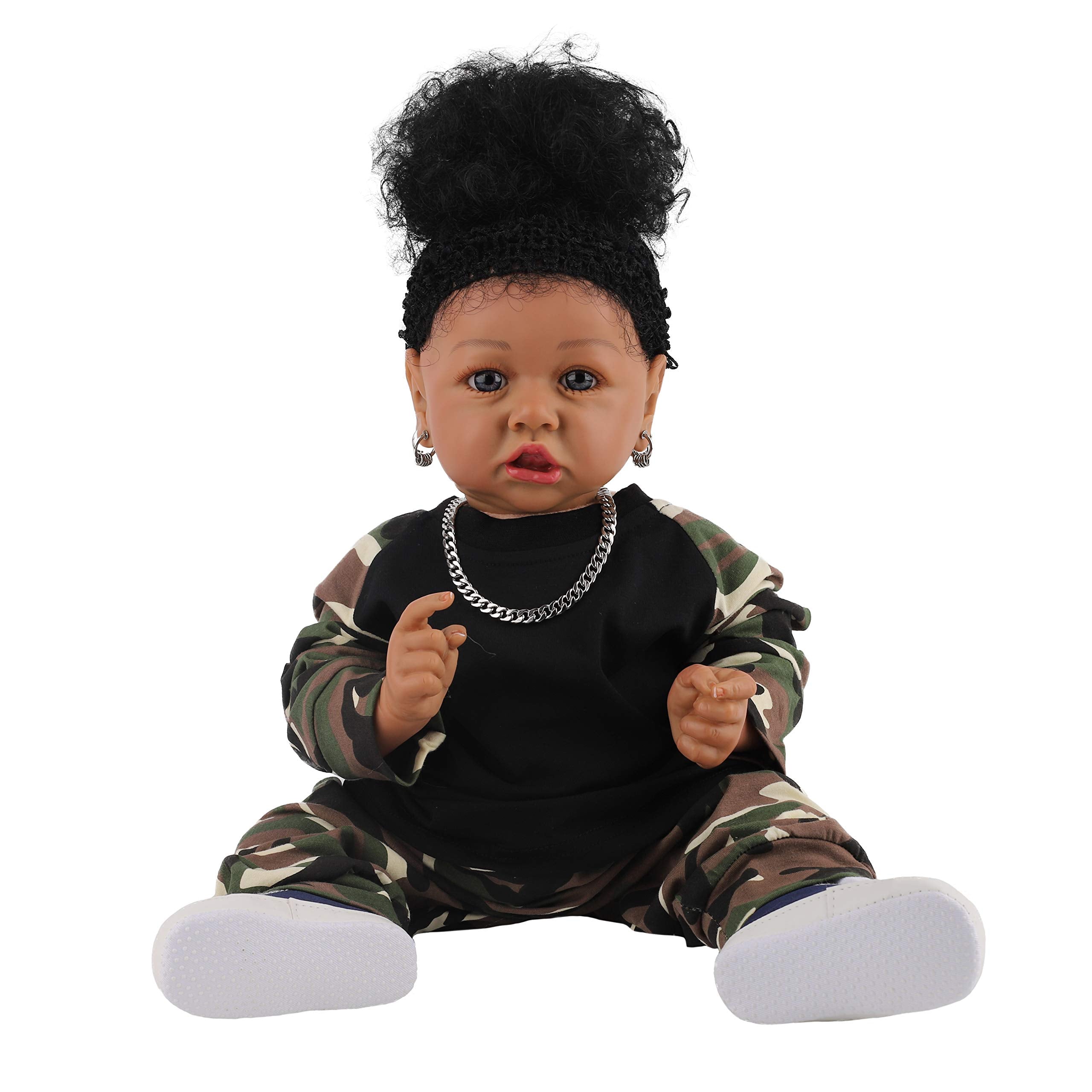 HOOMAI Lifelike Reborn Baby Doll African American Girl Soft Body 22.8 Inch