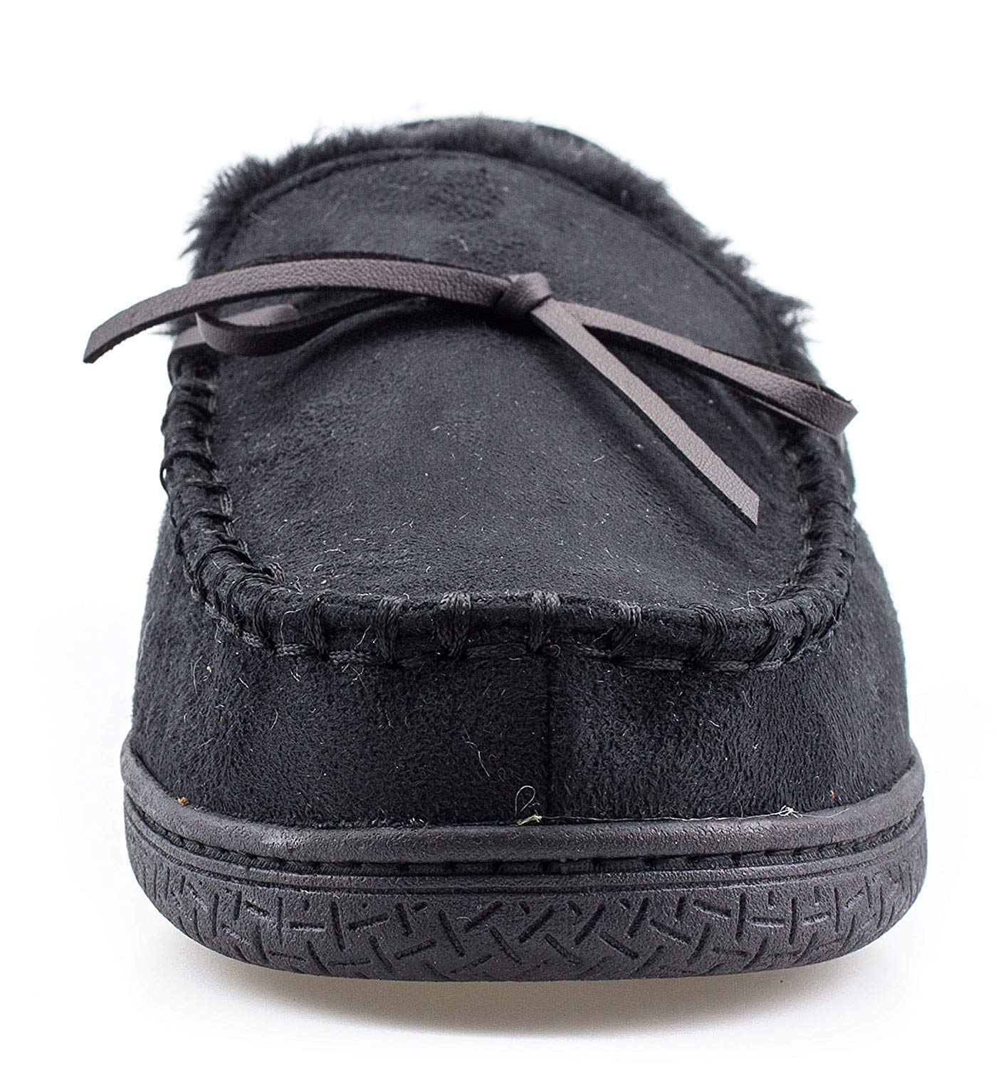 ArcticShield Men's Moccasin Slippers Rubber Sole Microsuede Black Size 12