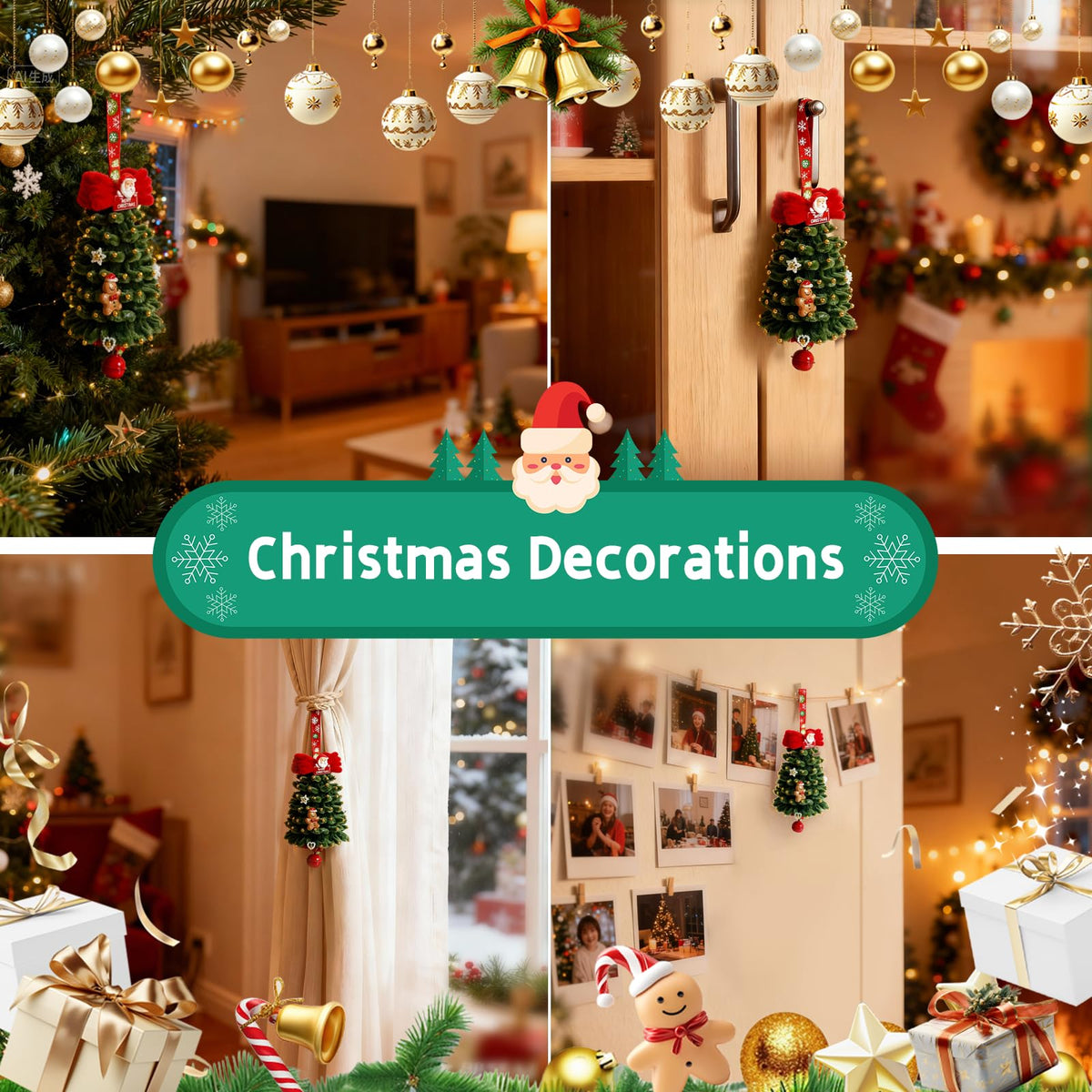 Pipe Cleaners Christmas Tree Ornaments Kit, Pipe Cleaner Craft Set for Holiday Family Activity, Handmade Christmas Hanging Decorations for Car, Wall, Mantels, Bedroom, Classroom, Office (Dark Green)