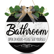 CHDITB Summer Bathroom Wooden Sign Tropical Palm Tree 11.4x11.4 in Portrait