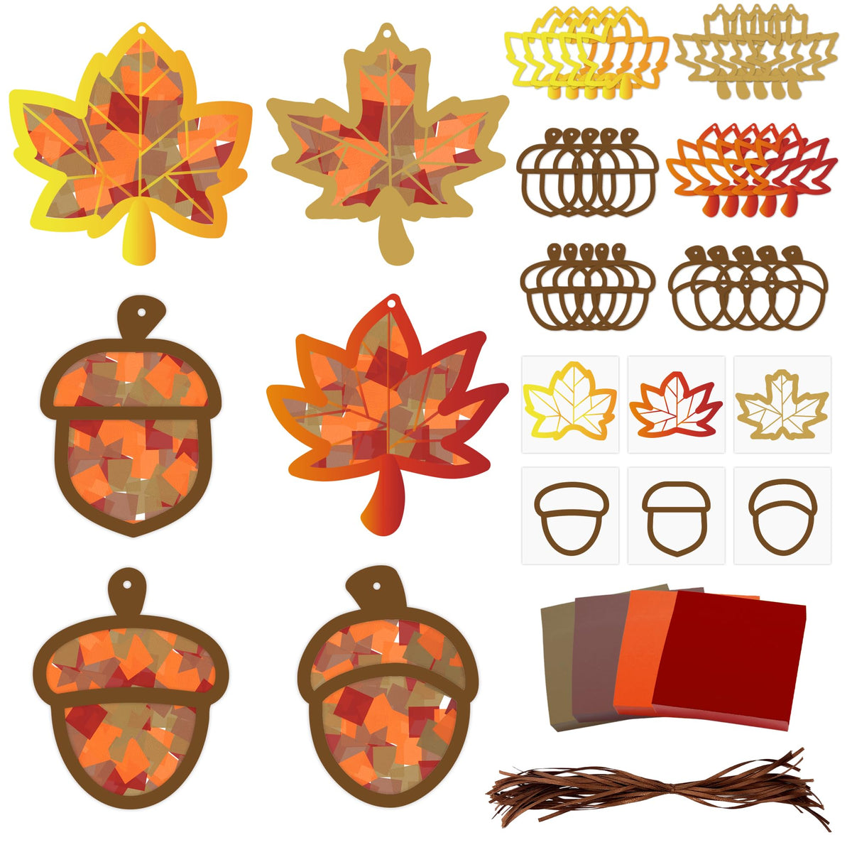 LUFEEMGA 30PCS Fall Acorn & Maple Leaf Crafts Kit DIY with Tissue Paper Sign, Autumn Party Back to School Classroom Thanksgiving Decorations