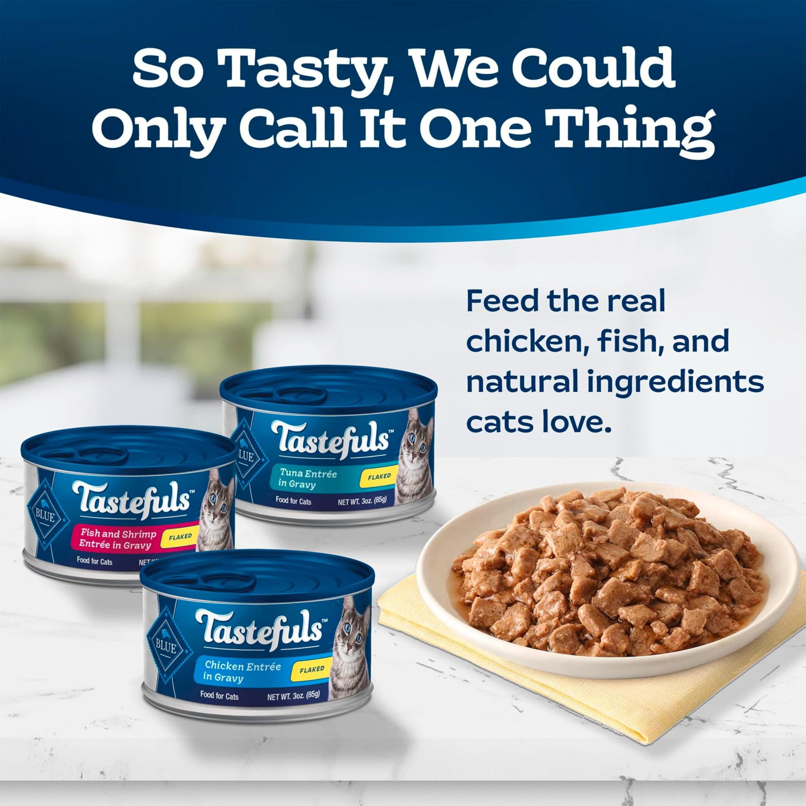BestBy04/28 Blue Buffalo Tastefuls Wet Cat Food Variety Tuna Chicken 3oz 12ct