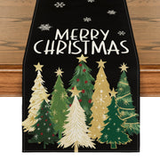 Artoid Mode Xmas Trees Snowflakes Table Runner Black 13x36 Inch