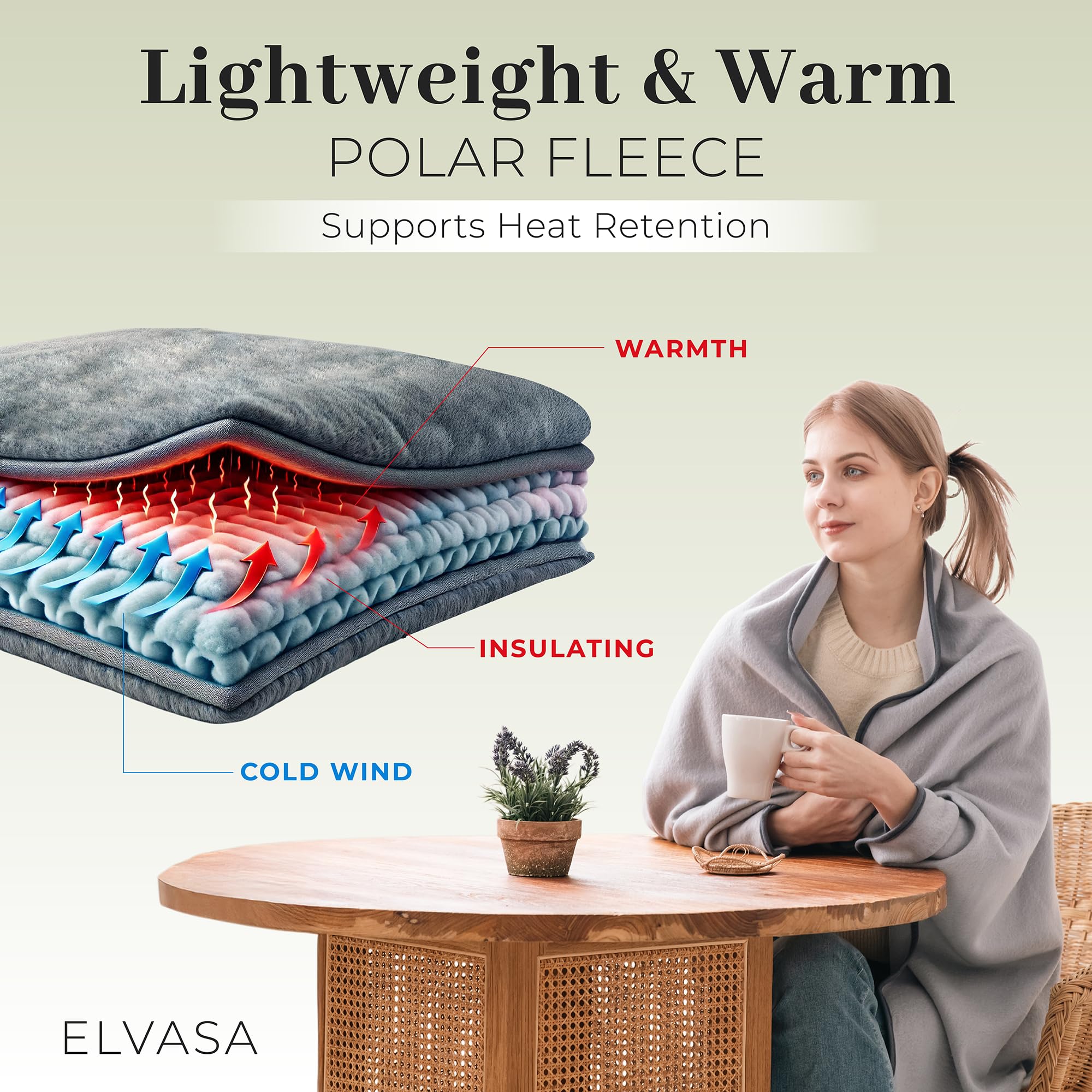 Elvasa Travel Blanket and Pillow Set Compact Lightweight Fleece Black Small