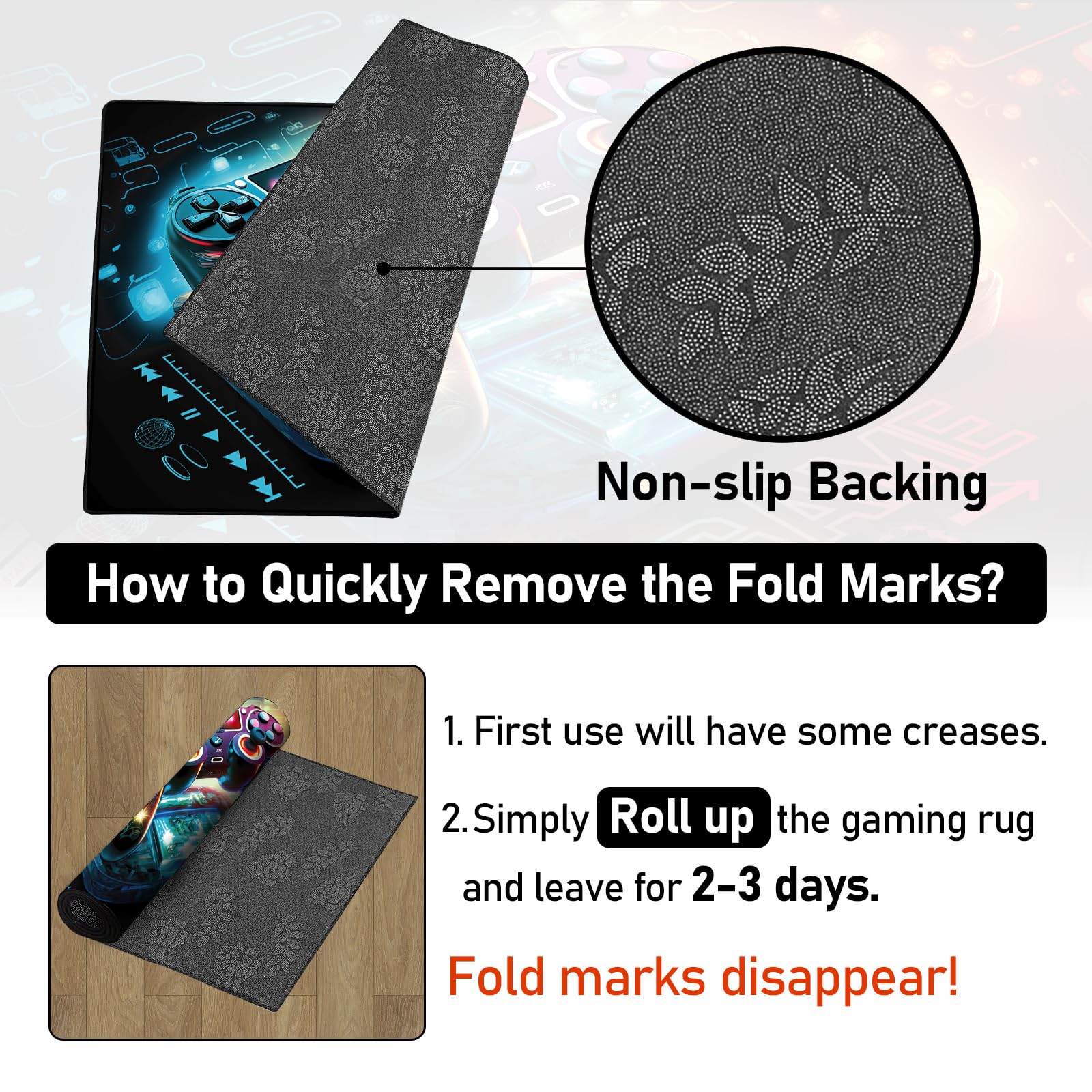 Lacut 3D Gamepad Area Rug Non-Slip Gaming Mat 63x47 Inches