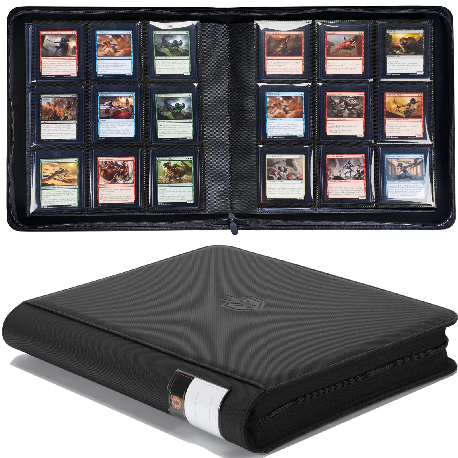 ByderPro Toploader Binder 4-Pocket 3x4" Card Holders Black Waterproof PU Leather