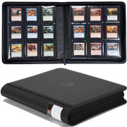 ByderPro Toploader Binder 4-Pocket 3x4" Card Holders Black Waterproof PU Leather
