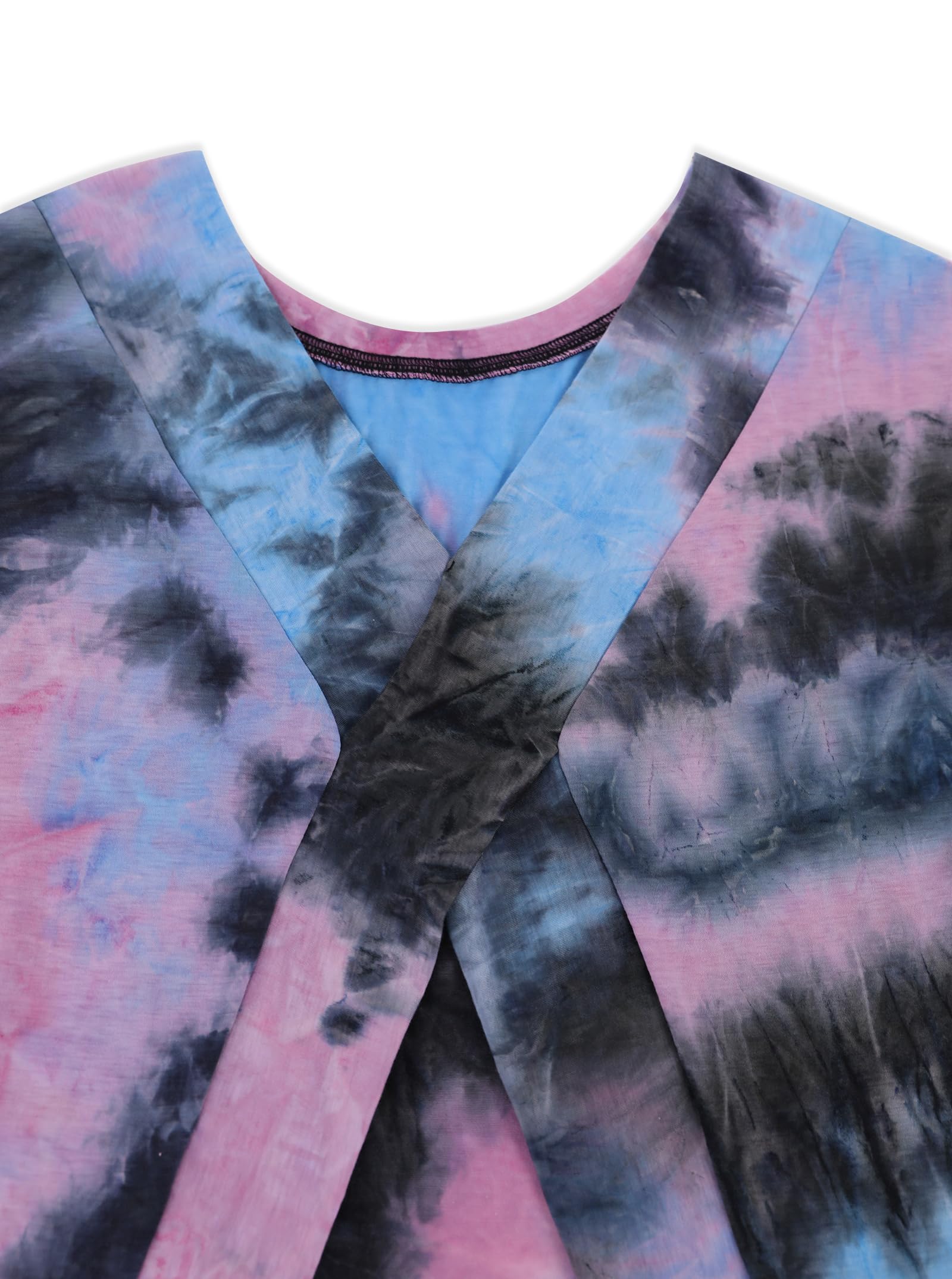LilyCoco Long Sleeve Open Back Criss Cross Tie Dye Top Black Size L