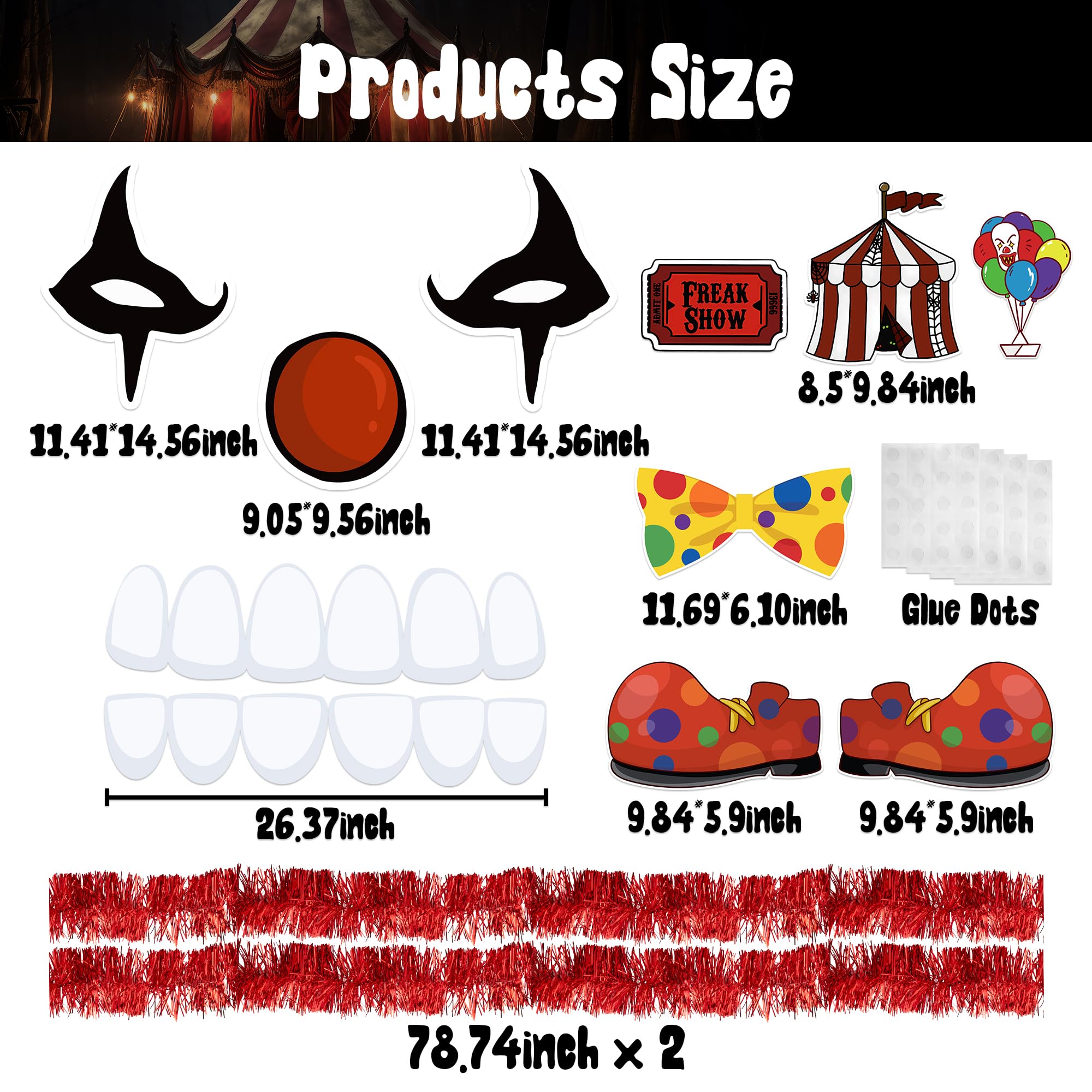 EmmgHen Halloween Clown Trunk or Treat Car Decorations Kit Multicolor Tassel