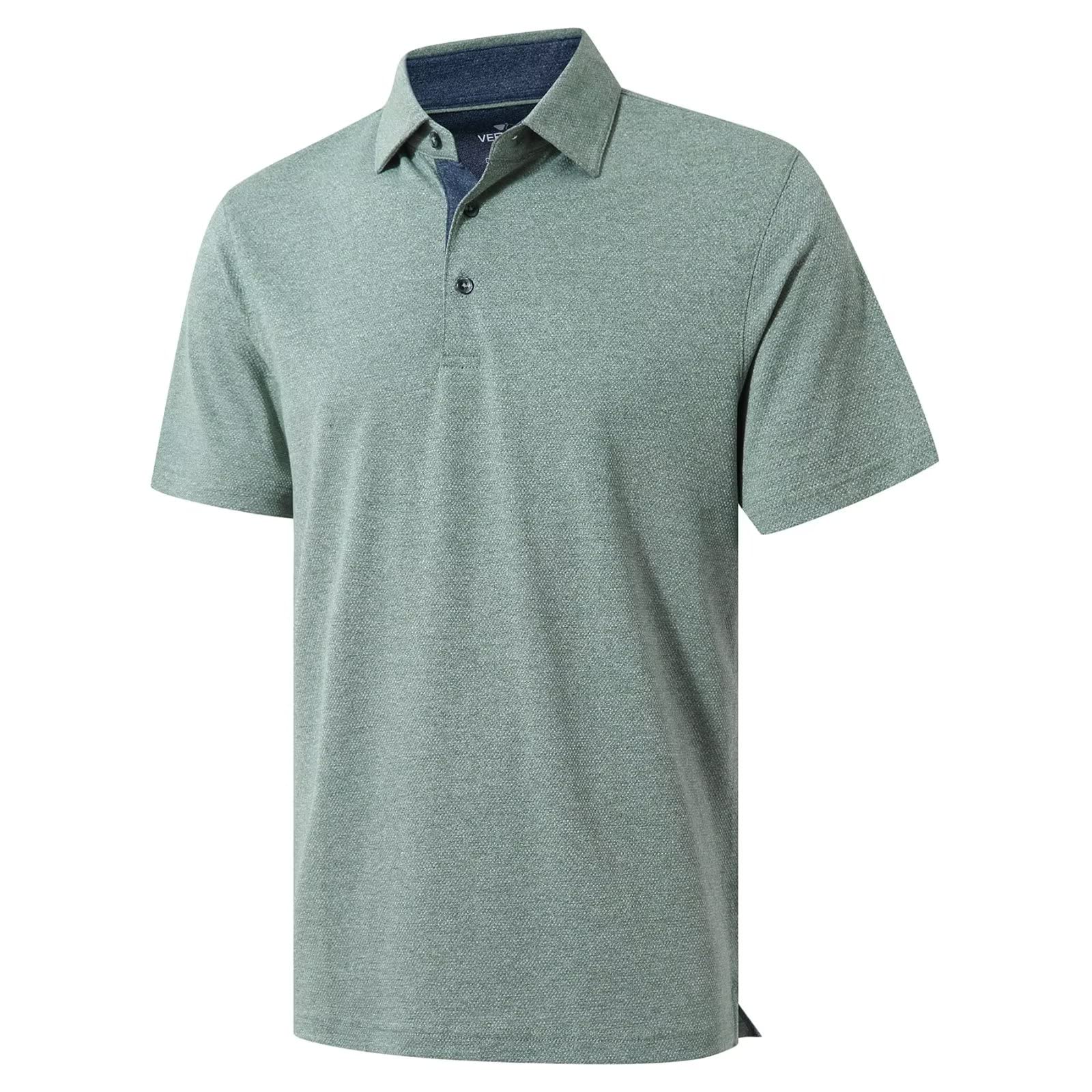 VEBOON Men Polo Shirt Short Sleeve Performance Business Casual Frost Green Large