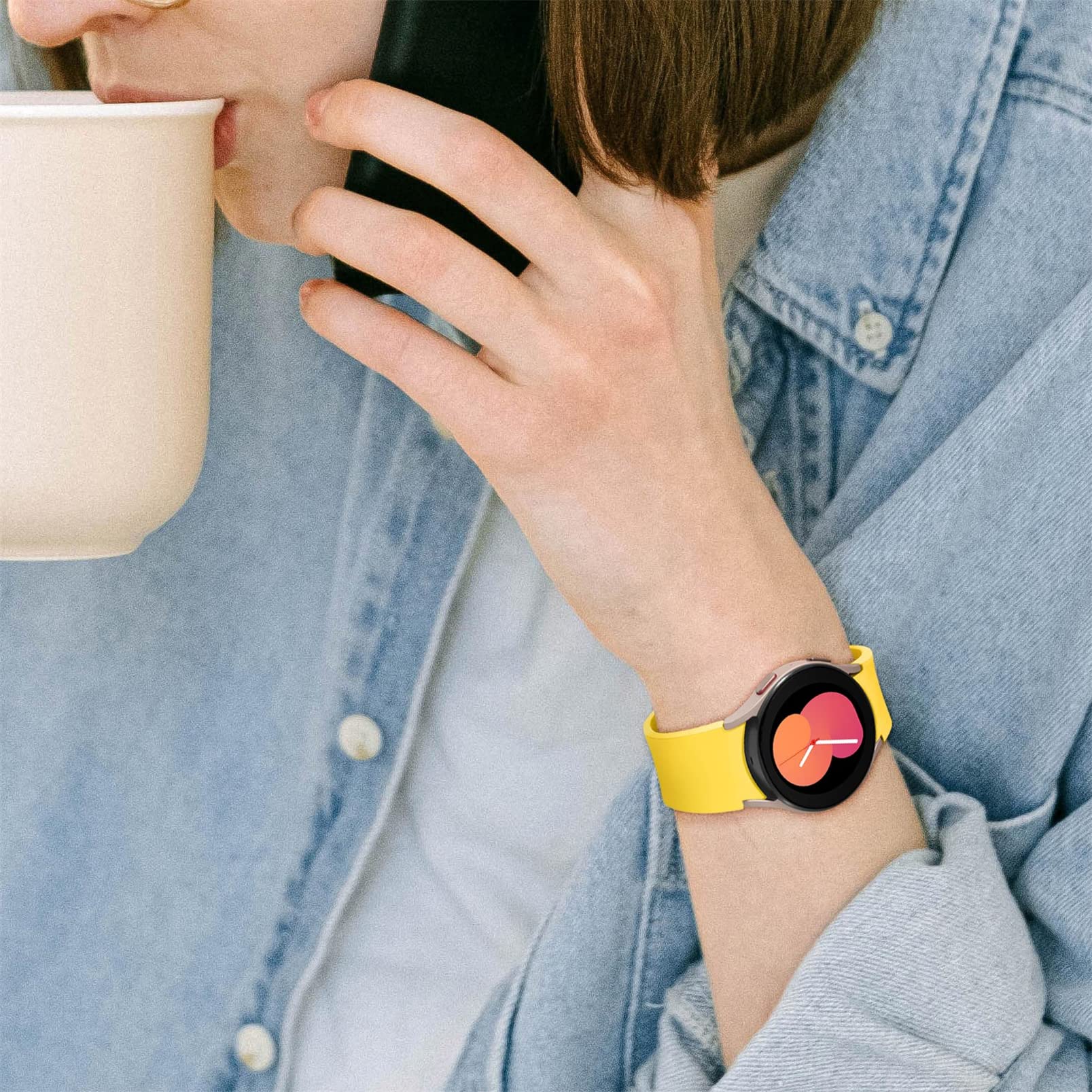 Apbands 20mm Silicone Sport Band for Samsung Galaxy Watch 40-46mm Yellow