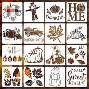 Vloso 16 Pcs Fall Stencils 5x5 Inch Reusable Thanksgiving DIY Crafts