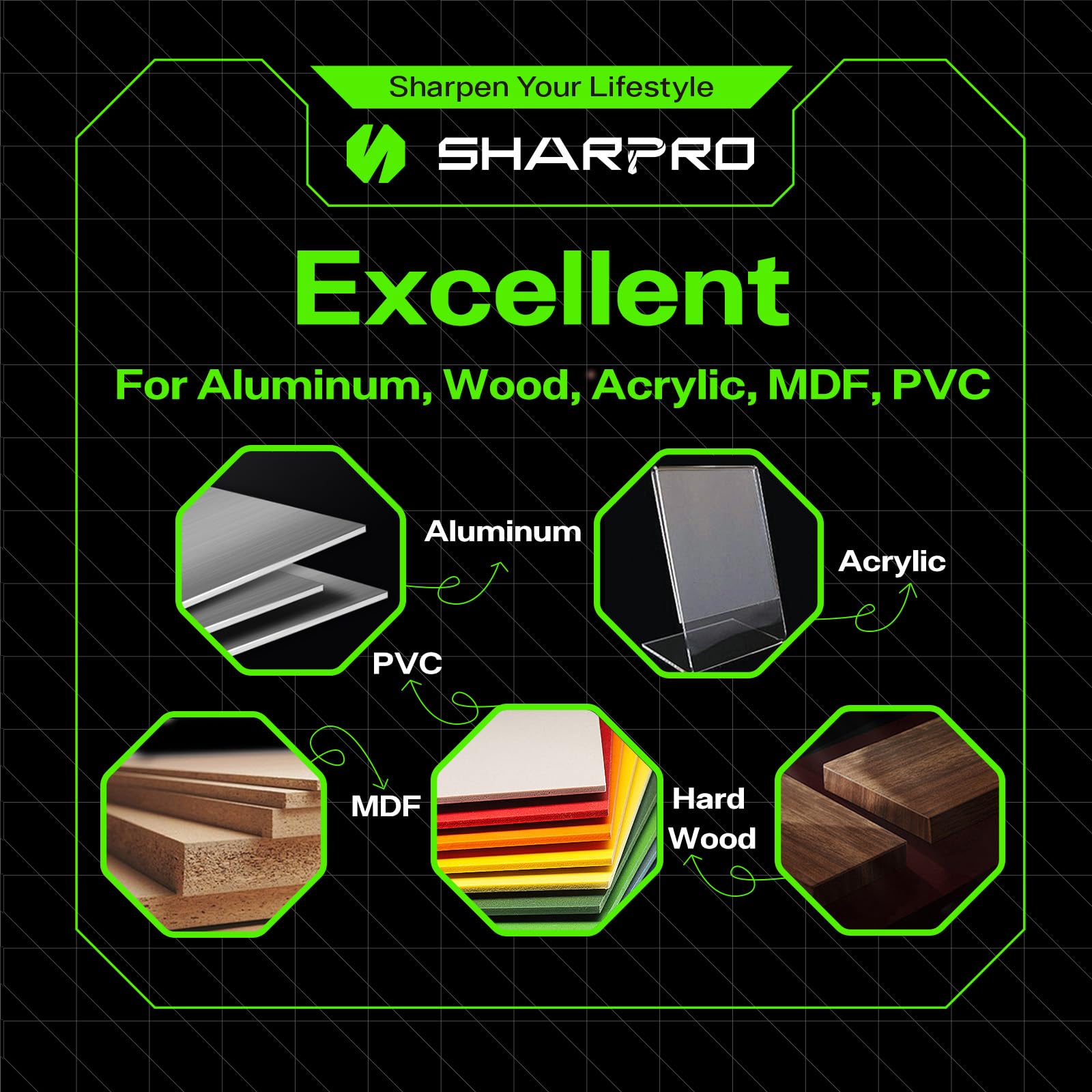 SHARPRO Flush Trim Spiral Router Bit 1/4" Shank 1-1/4" CL 3" OVL Carbide