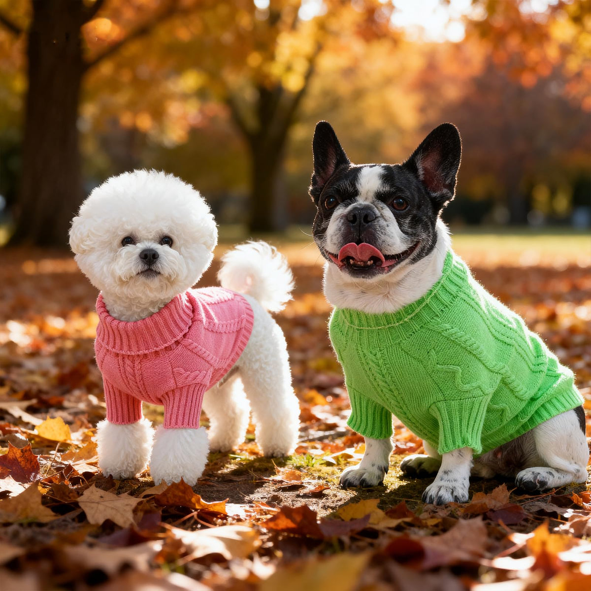 Dog Pullover Sweater, Cold Weather Cable Knitwear, Classic Turtleneck Thick Warm Clothes for Chihuahua, Bulldog, Dachshund, Pug, Yorkie (Pink, Small)