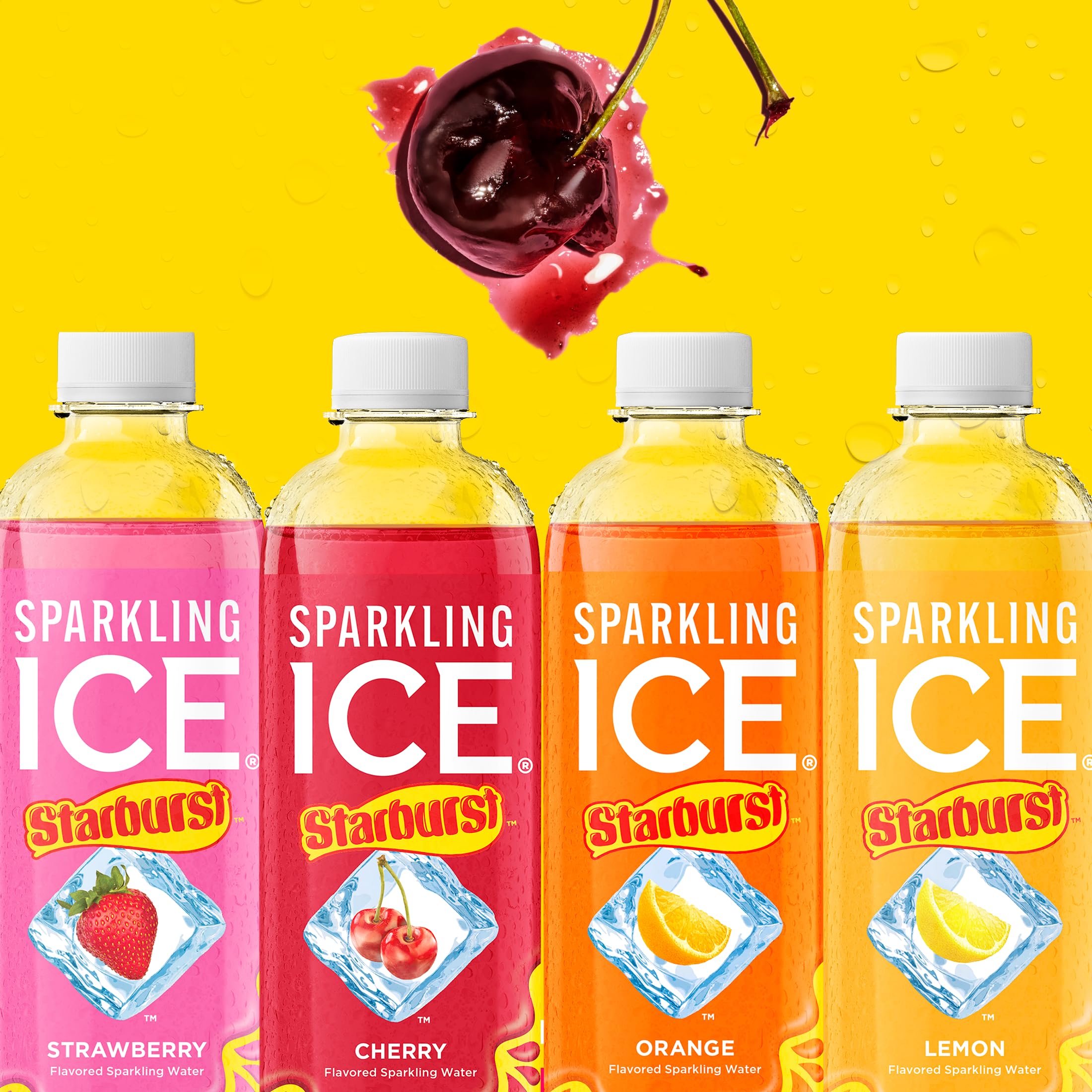 Sparkling Ice STARBURST Cherry Zero Sugar Sparkling Water 17oz 12 Pack