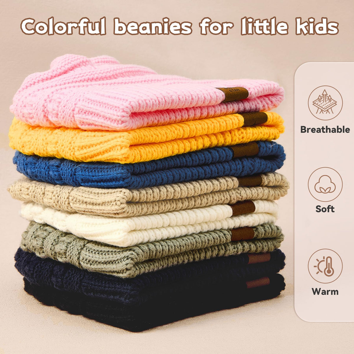 Zando Toddler Satin Lined Winter Hat Knitted Baby Beanie Silk Lined Infant Toddler Beanies Boys 2t-4t Baby Winter Hats for Boys Girls Warm Newborn Infant Winter Beanie Cap Black 6-36 Months