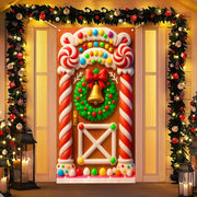 BlissYard Merry Christmas Door Cover 71x35 Inch Front Porch Door Banners