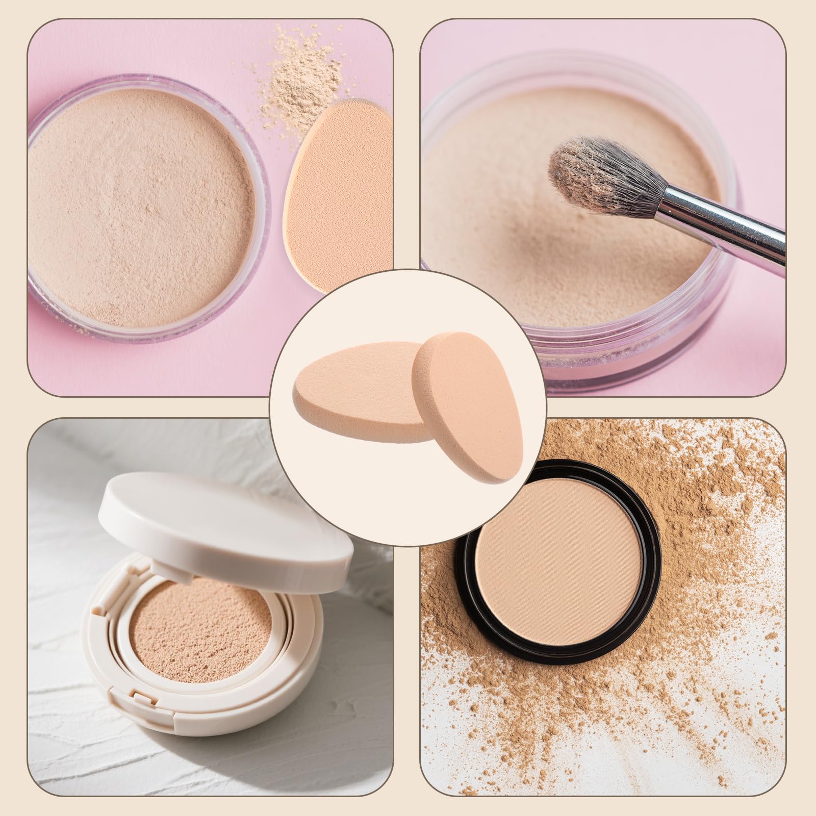 Hpmjz 8 Pcs Oval Puff Makeup Sponge Foundation Beige Soft Durable