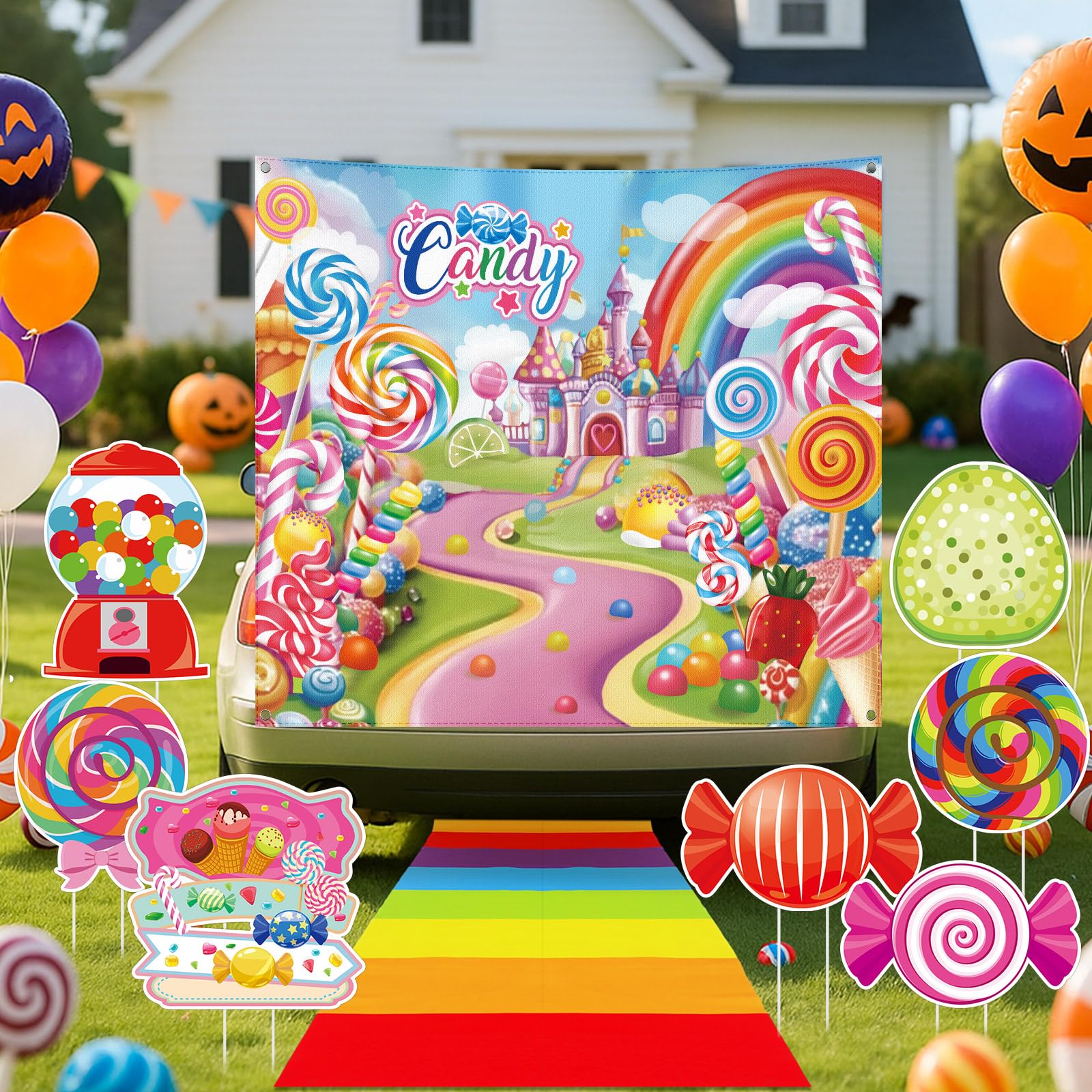 Beeveer Halloween Candy Trunk or Treat Car Decorations Kit Multicolor Outdoor