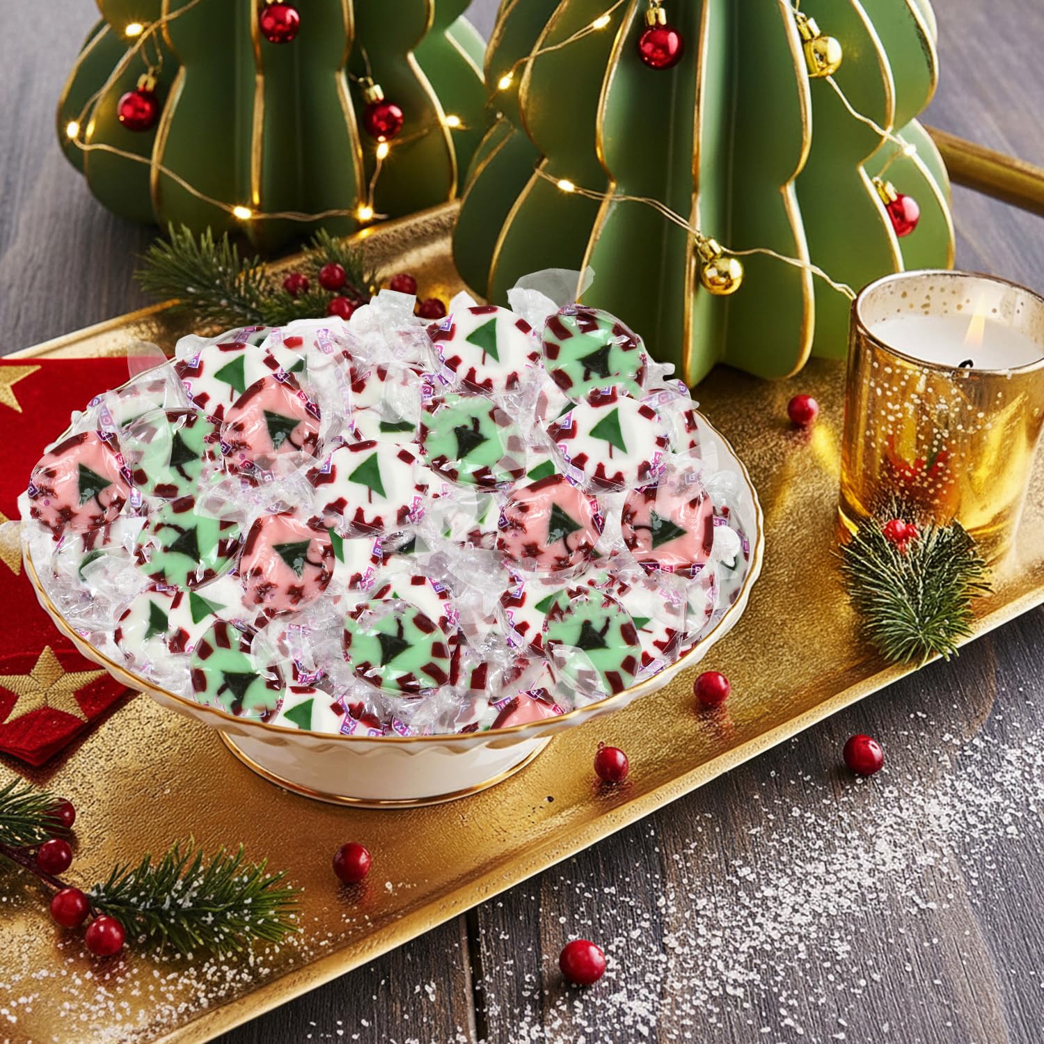 Bulk Christmas Nougats Candy Mix 2 lb Soft Chewy Peppermint Wintergreen Cinnamon