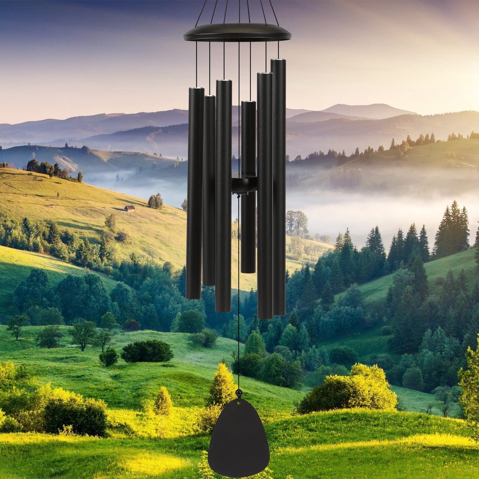 FSVGYY Large Outdoor Wind Chimes 32" Black Soothing Melodic Tones