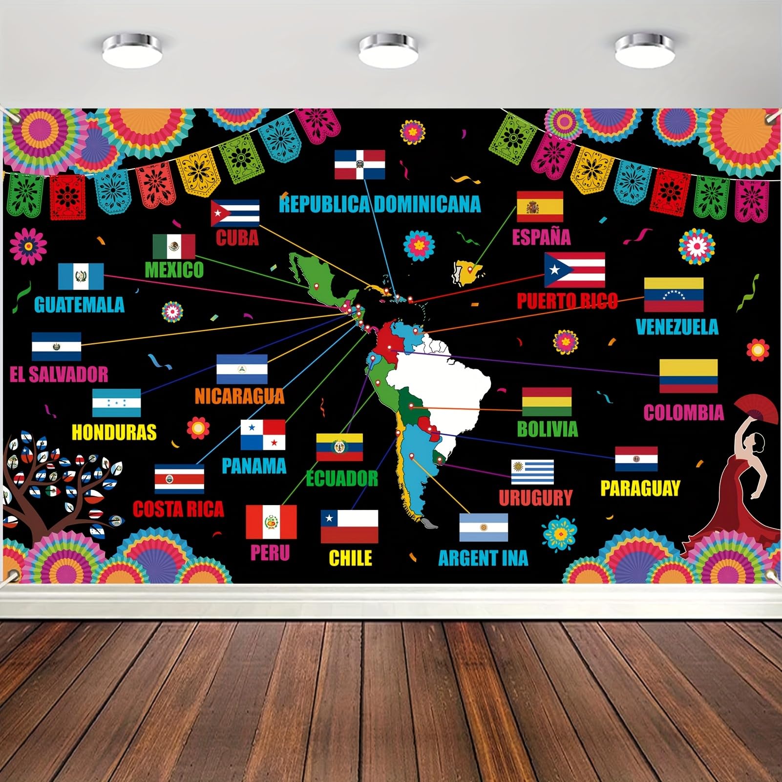 AcpopbM Hispanic Heritage Month Latin American Banner 72x44in Multicolor