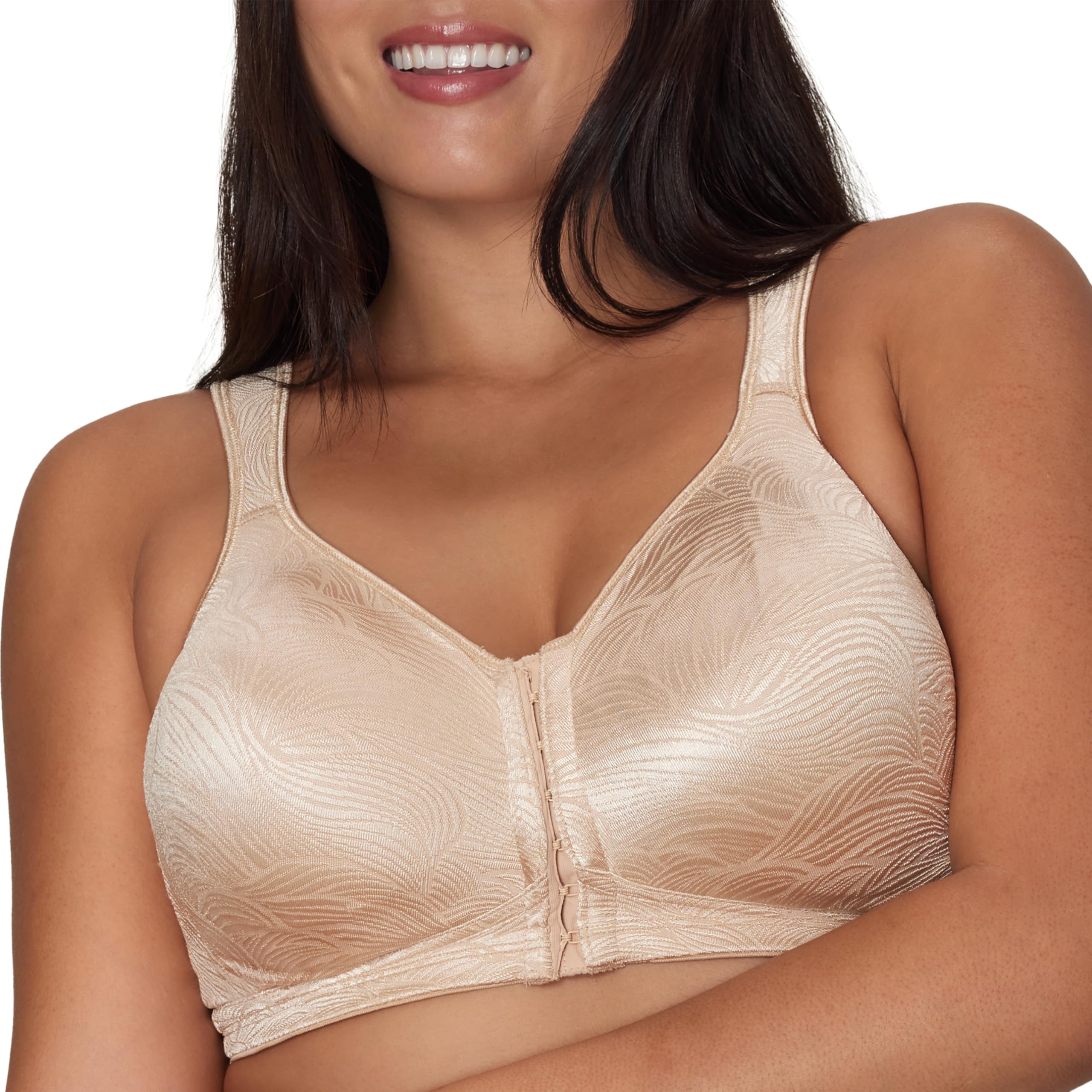 PLAYTEX Women's 18 Hour Extra Back Support Front Close Wireless Nude 2-Pack 42B