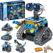 Sillbird Robot Building Kit 488 Pieces 5in1 STEM Toy Remote Control Blue.