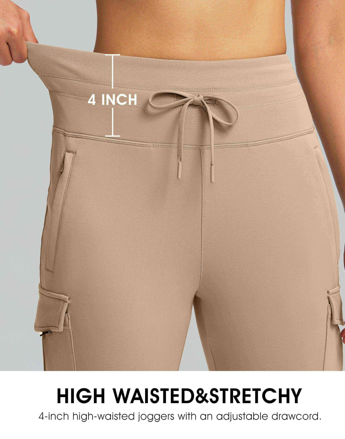 SANTINY Women Fleece Lined Cargo Joggers High Waisted Winter Warm Waterproof