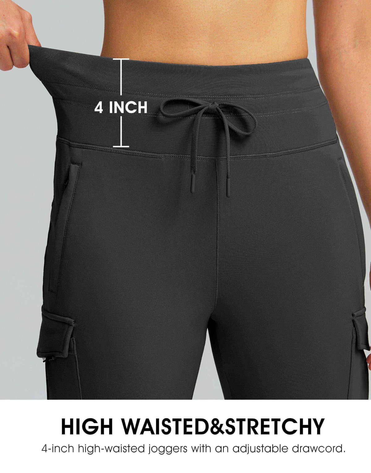 SANTINY Women Fleece Lined Cargo Joggers High Waisted Winter Warm Waterproof
