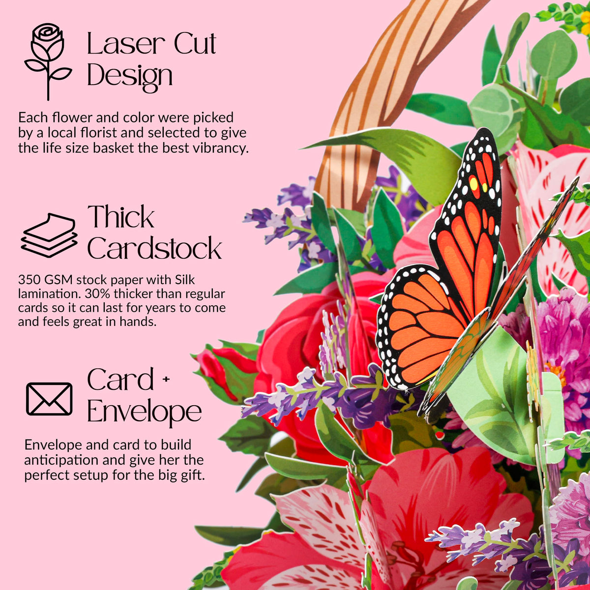 GIFTING GIGGLES 3D Pop-Up Flower Bouquet Card with Envelope