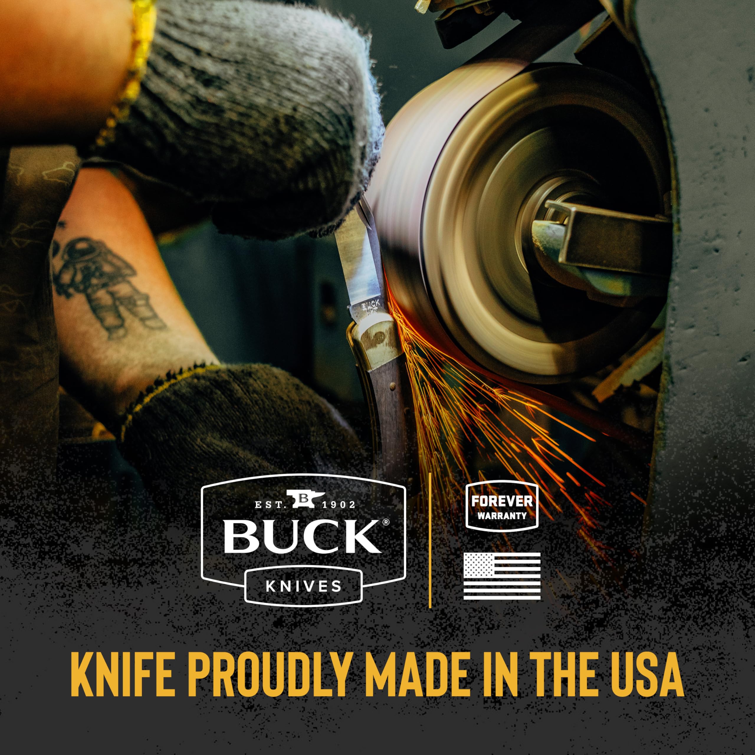 Buck Knives 110 Folding Hunter Knife 3.75" Blade Ebony Handle Brass USA