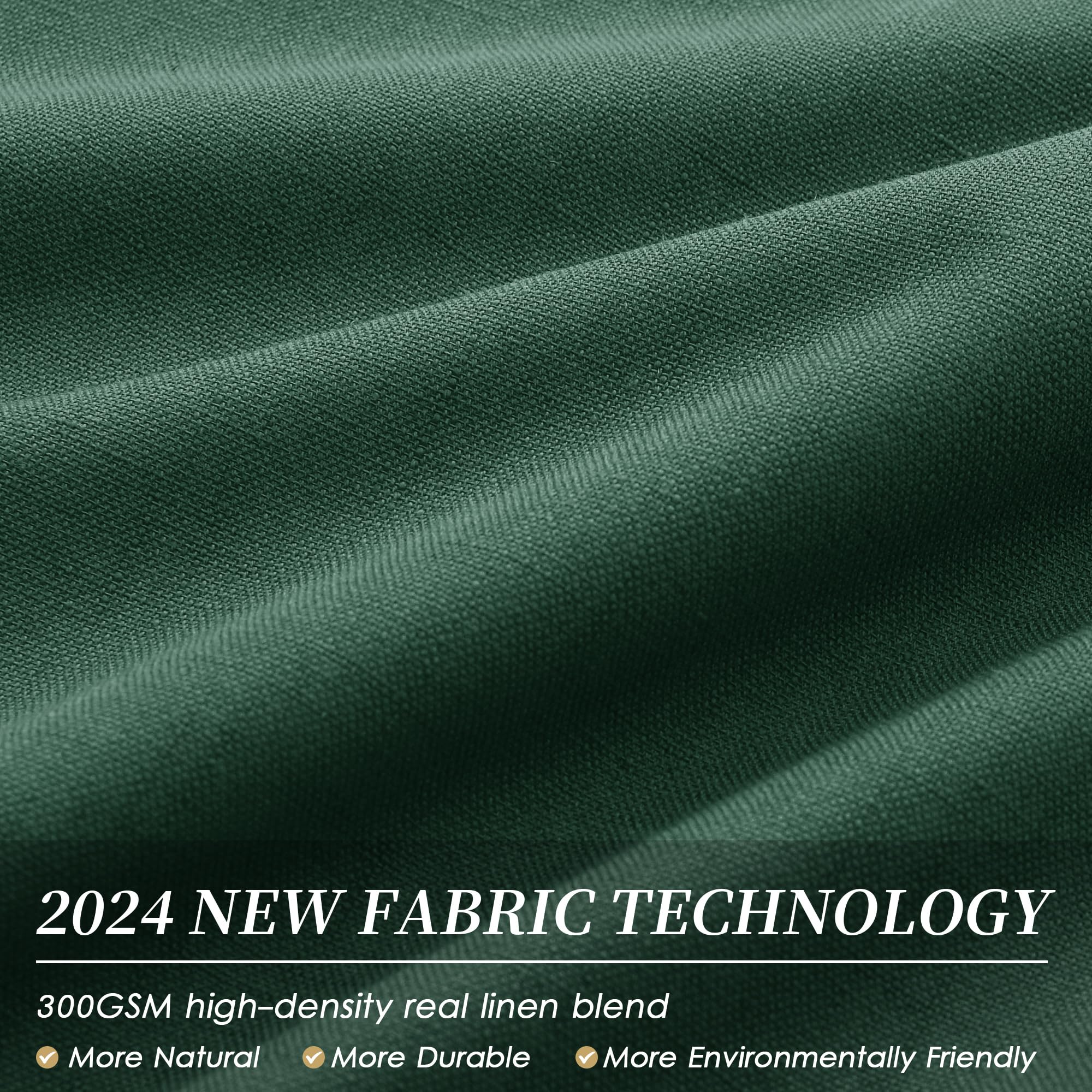 BOODII Linen Blackout Curtains Green 52x72 2 Panels Thermal Insulated