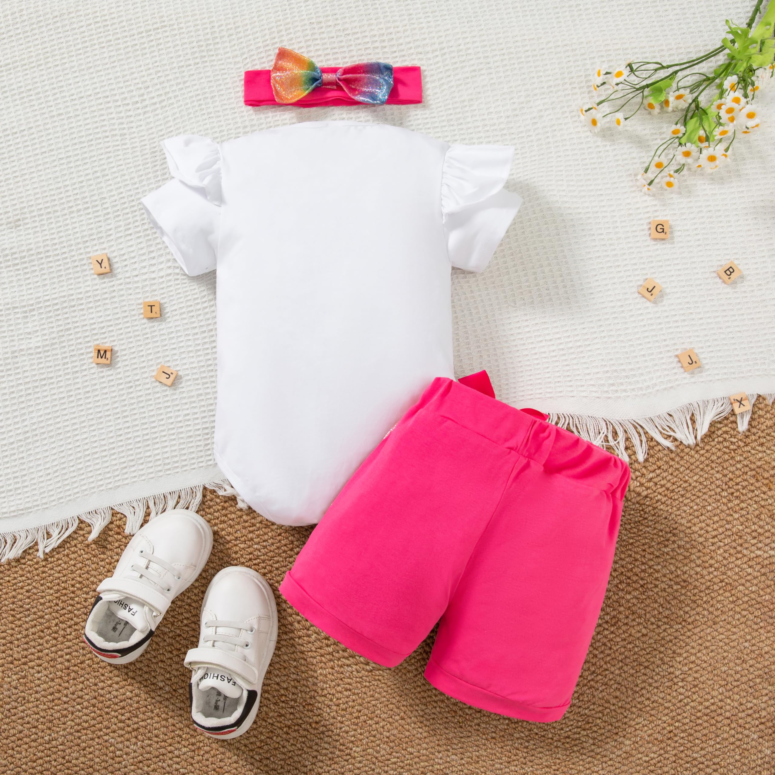 DANBAIEGG Baby Girl Watermelon 1st Birthday Romper Set White 12-18M