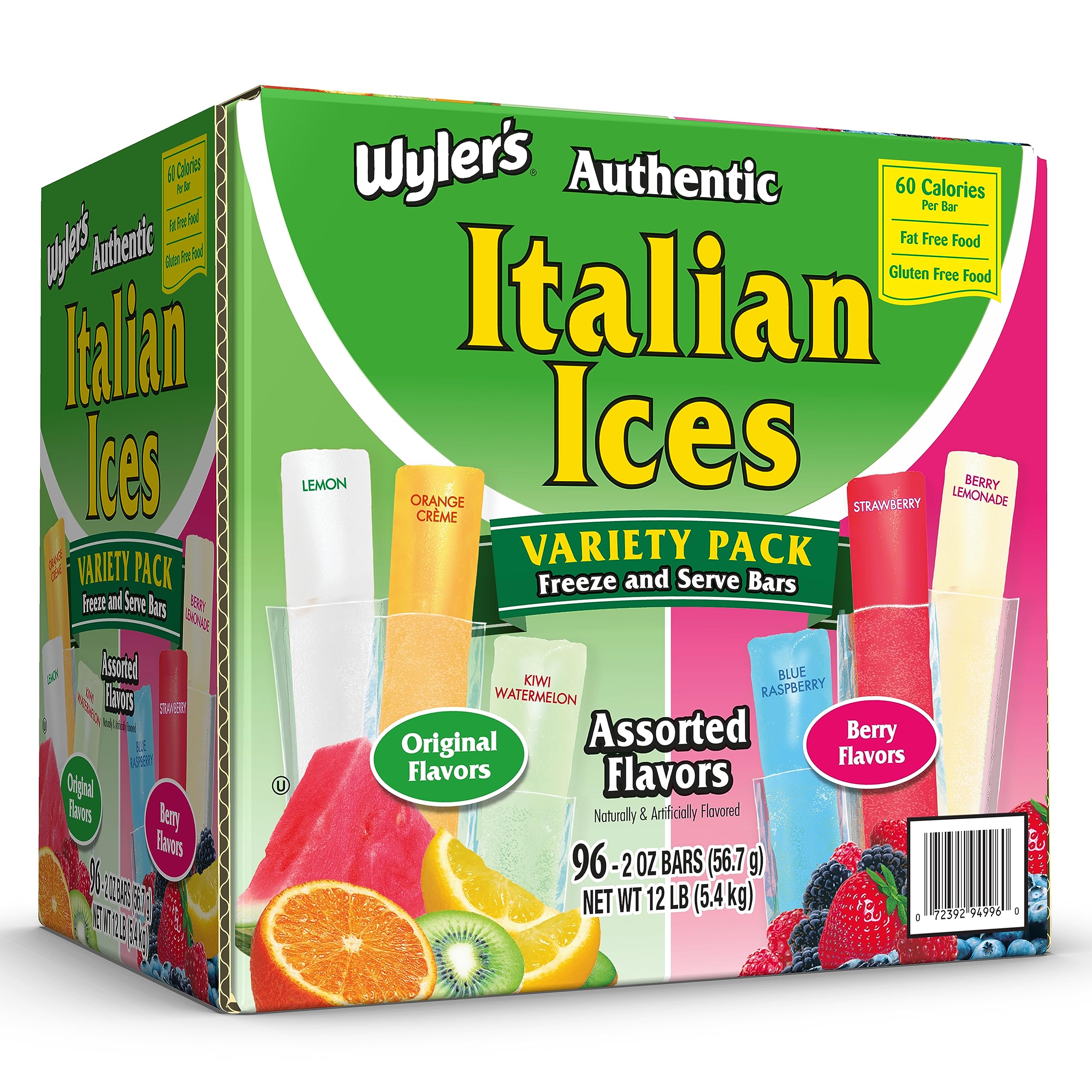 BestBy07/27 Wyler's Authentic Italian Ice Fat Free Freezer Bars 96ct 2oz