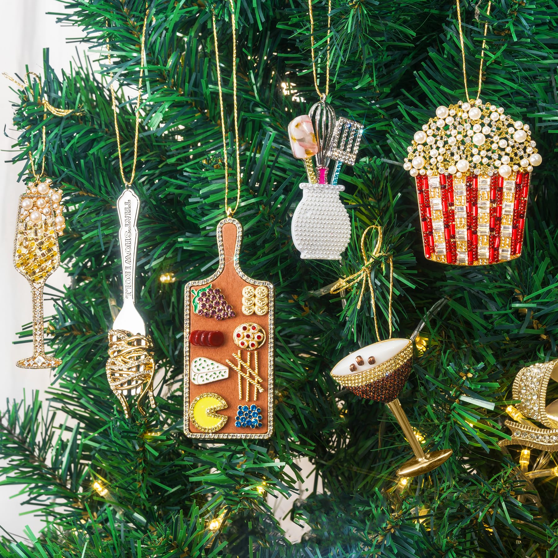 COXTNBIO Christmas Pasta Ornaments Italian Tree Decorations Medium Pasta Metal