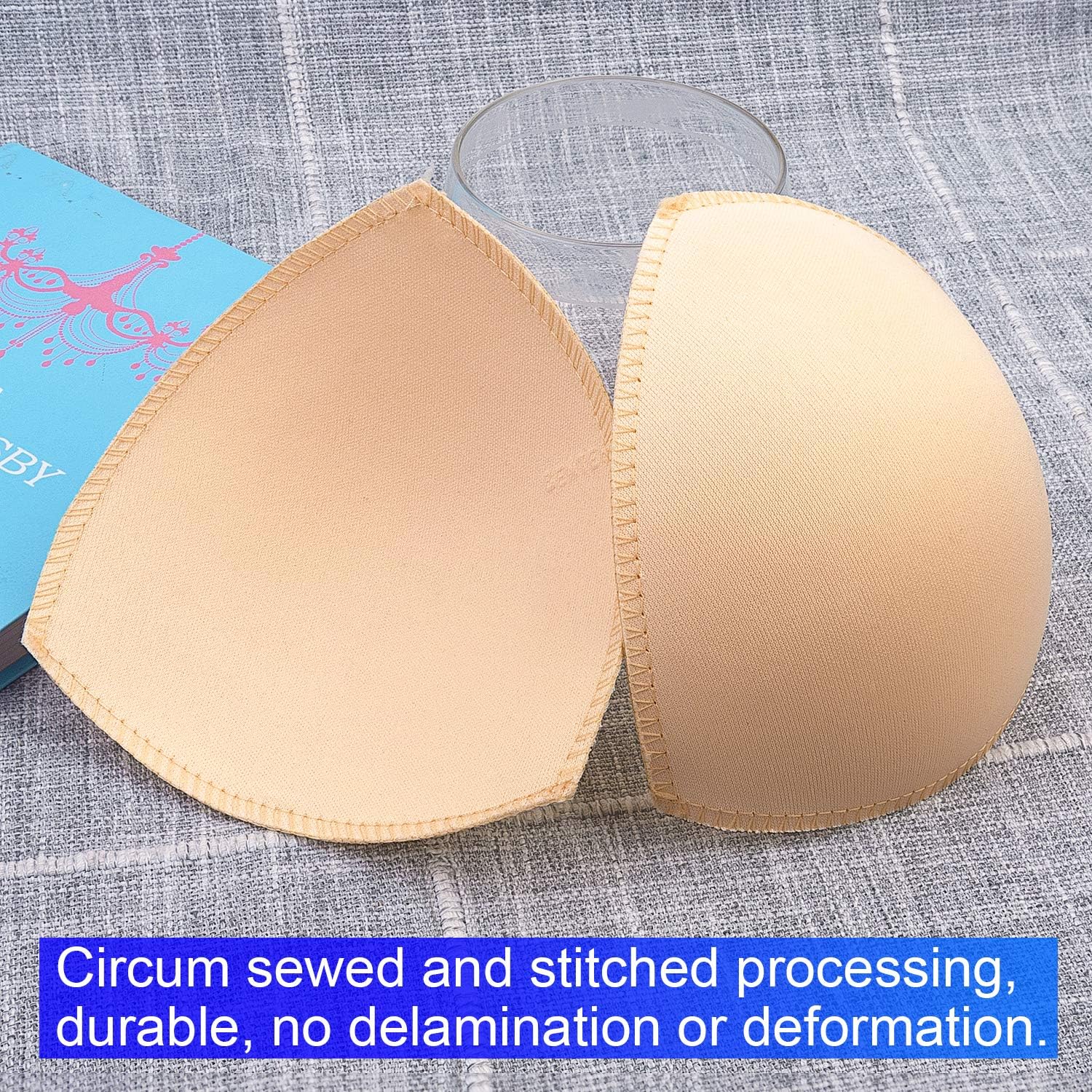 Awpeye Bra Pads Inserts 6 Pairs Triangle Removable Enhancers Beige