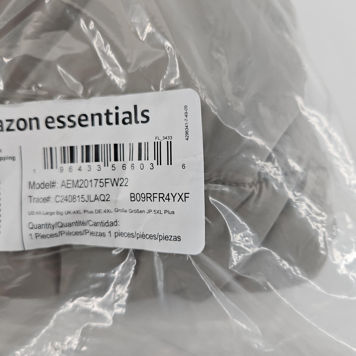 Amazon Essentials Men's Packable Puffer Jacket, Grey, 4X-Large Big