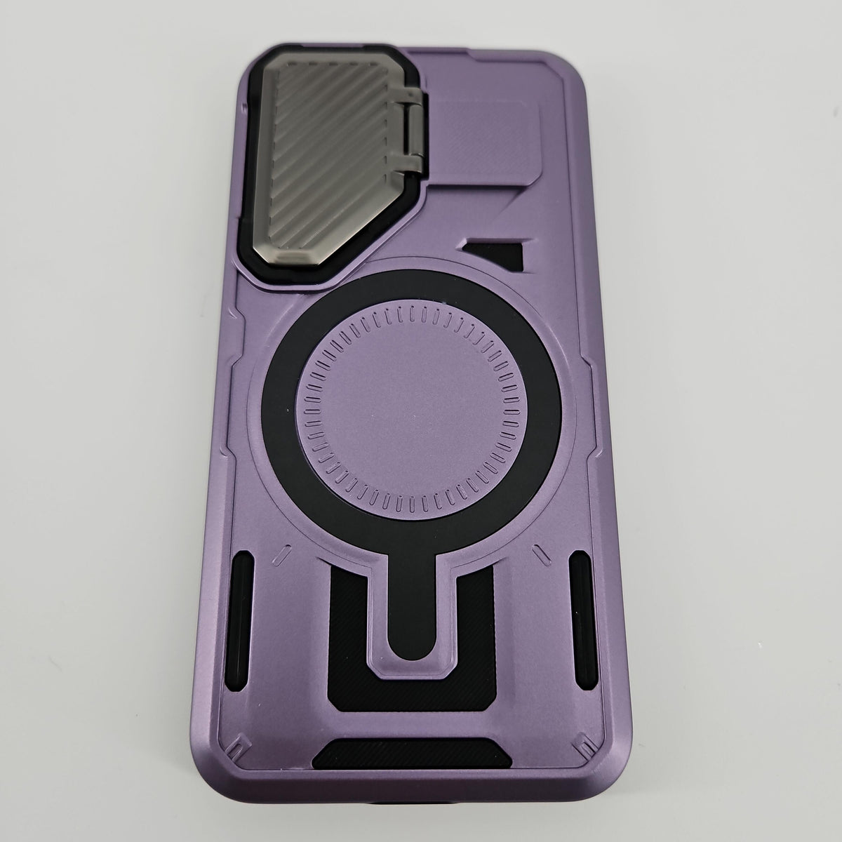 EMMPITU Samsung Galaxy S25 Case with Camera Cover Kickstand and MagSafe, Purple