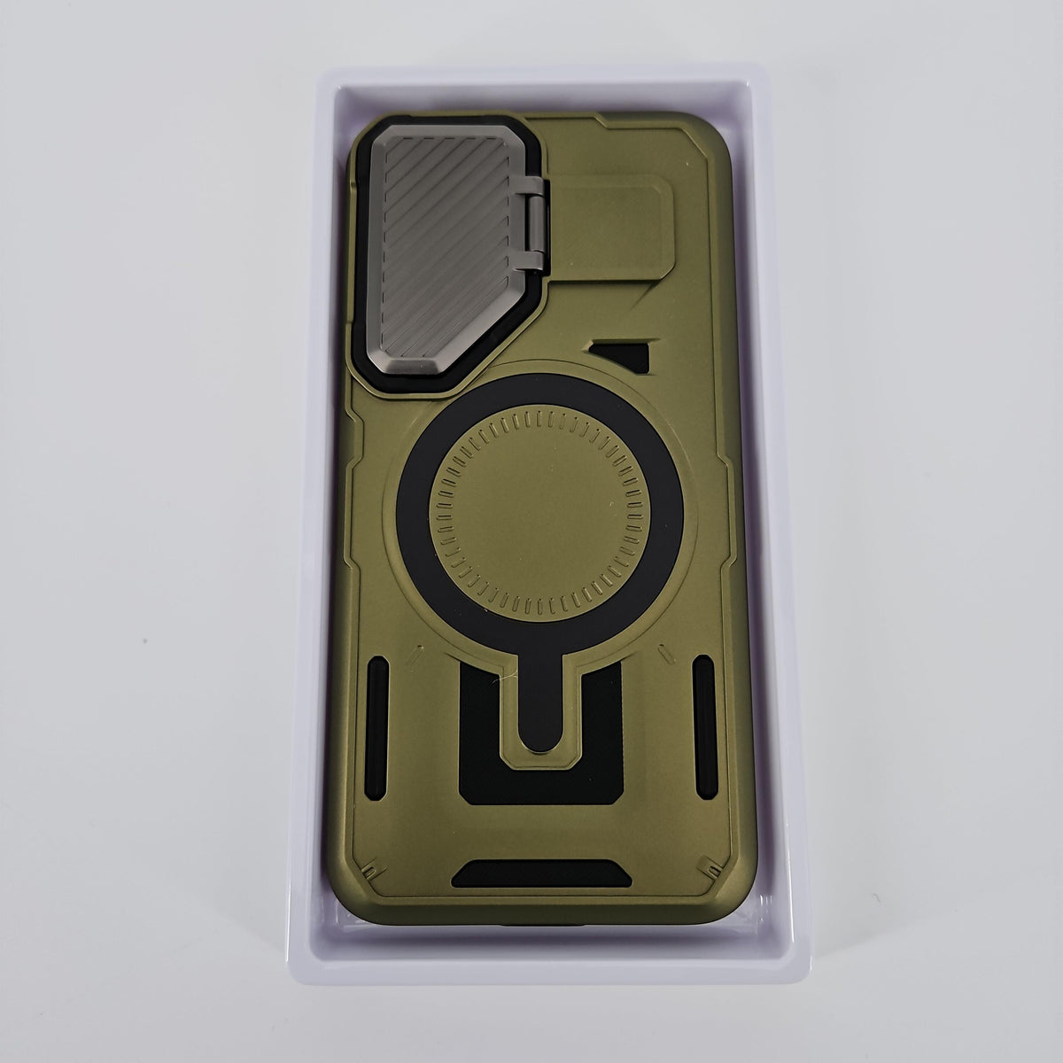 EMMPITU Galaxy S25 Plus Case with Camera Cover and Kickstand, Green