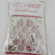 Jolly & Bright Redwork Ornaments Hand Embroidery Kit