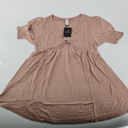 AMCLOS Women's Flowy Pleated Short-Sleeve Tunic Top, Medium
