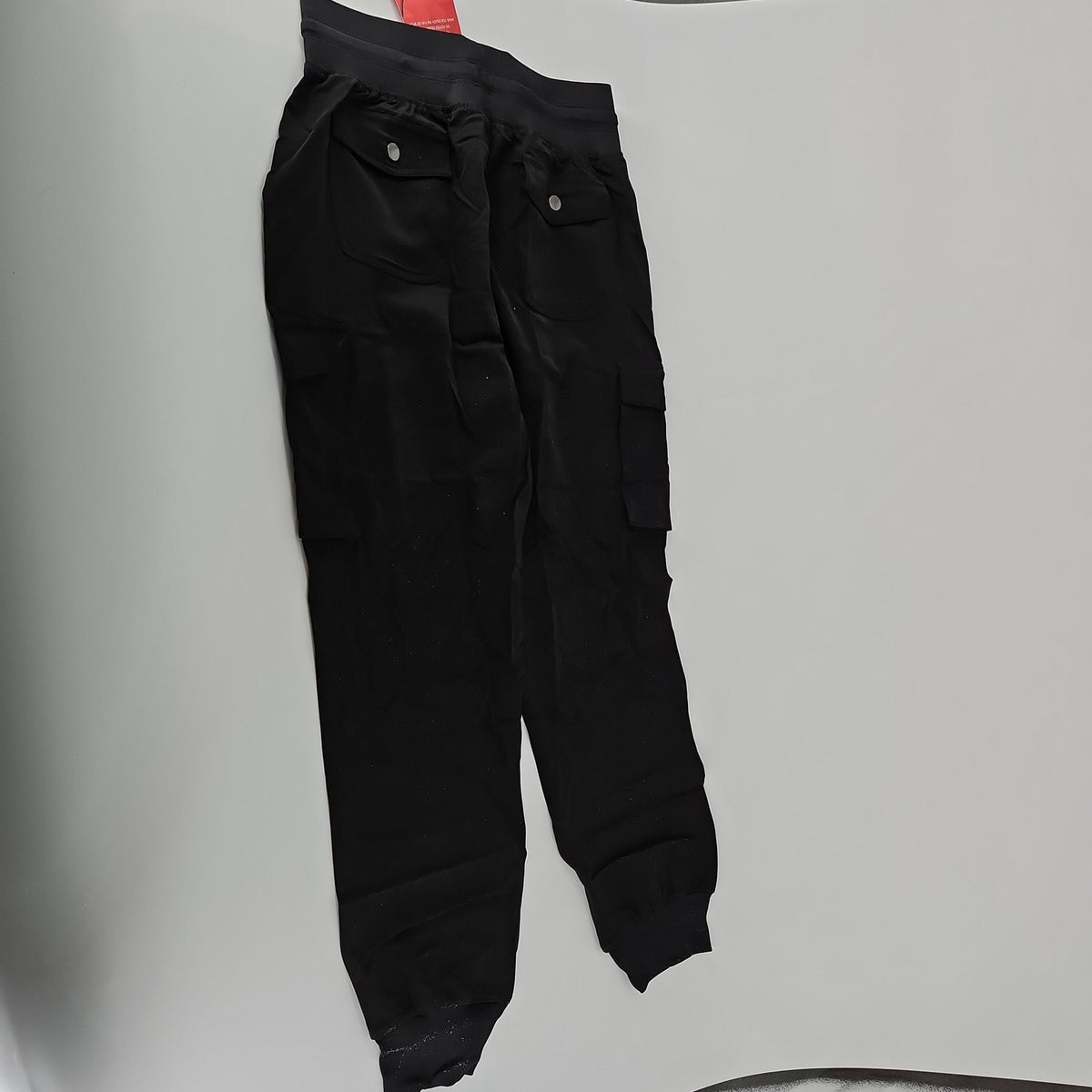 SANTINY Women's SAK1145 Cargo Pants with Button Pockets, Black, Small