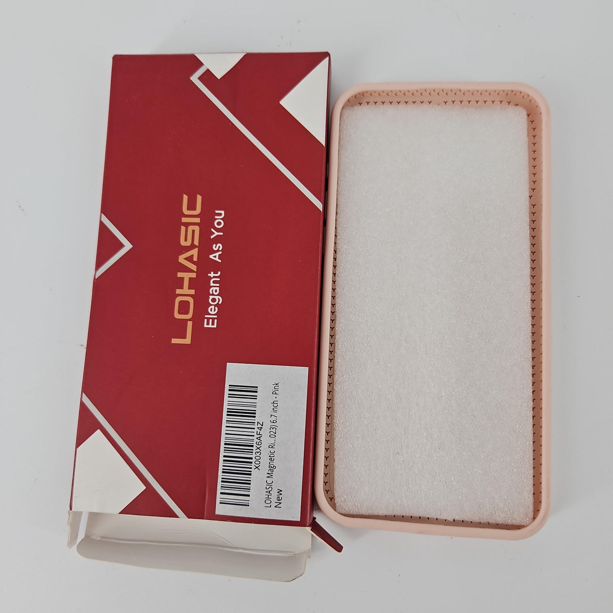 [Like New] LOHASIC MagSafe Silicone Case with Ring Stand for iPhone 15 Pro Max, Pink