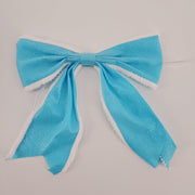 [Like New] LiBongTa 6-Inch Blue Burlap Wired Ribbon Bows, White Edge, 12 Count