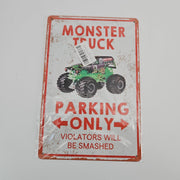 Monster Truck Parking Only Metal Tin Sign, 8 x 12 in