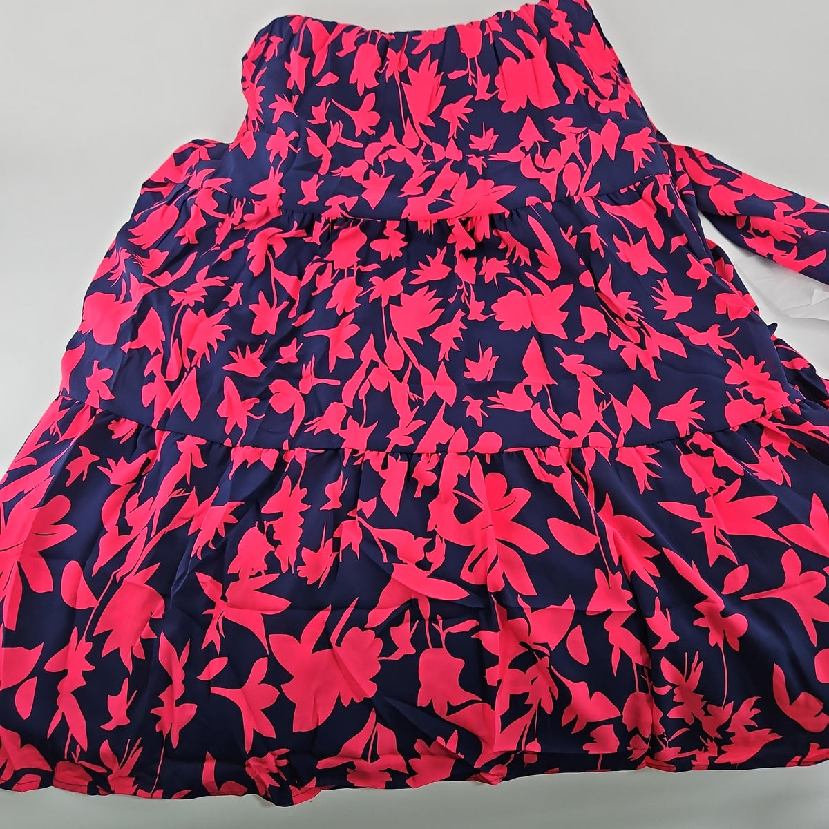 Women's Long Sleeve V-Neck Navy Floral Dress, Size M