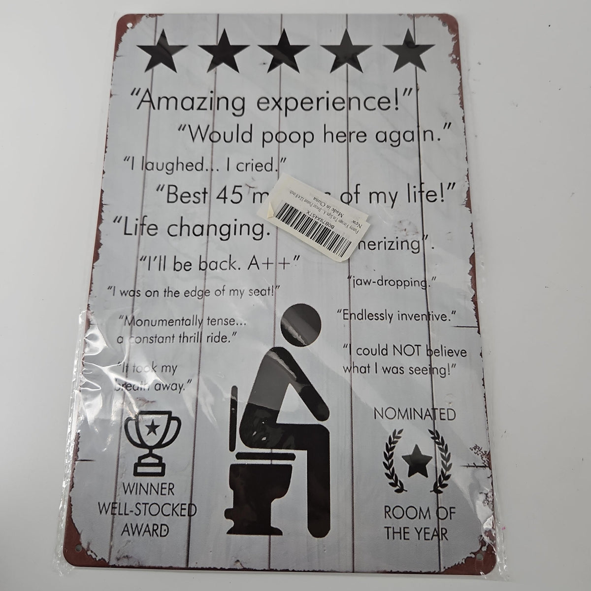 Funny Vintage Tin Sign, Review Quotes, 12 x 8 Inch