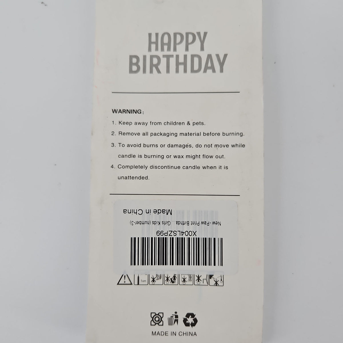 Paw Print Number 3 Birthday Candle